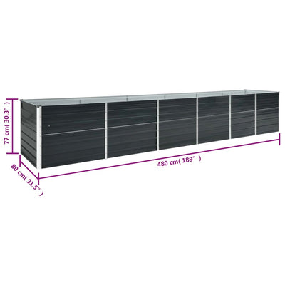 Garten-Hochbeet Verzinkter Stahl 480x80x77 cm Anthrazit