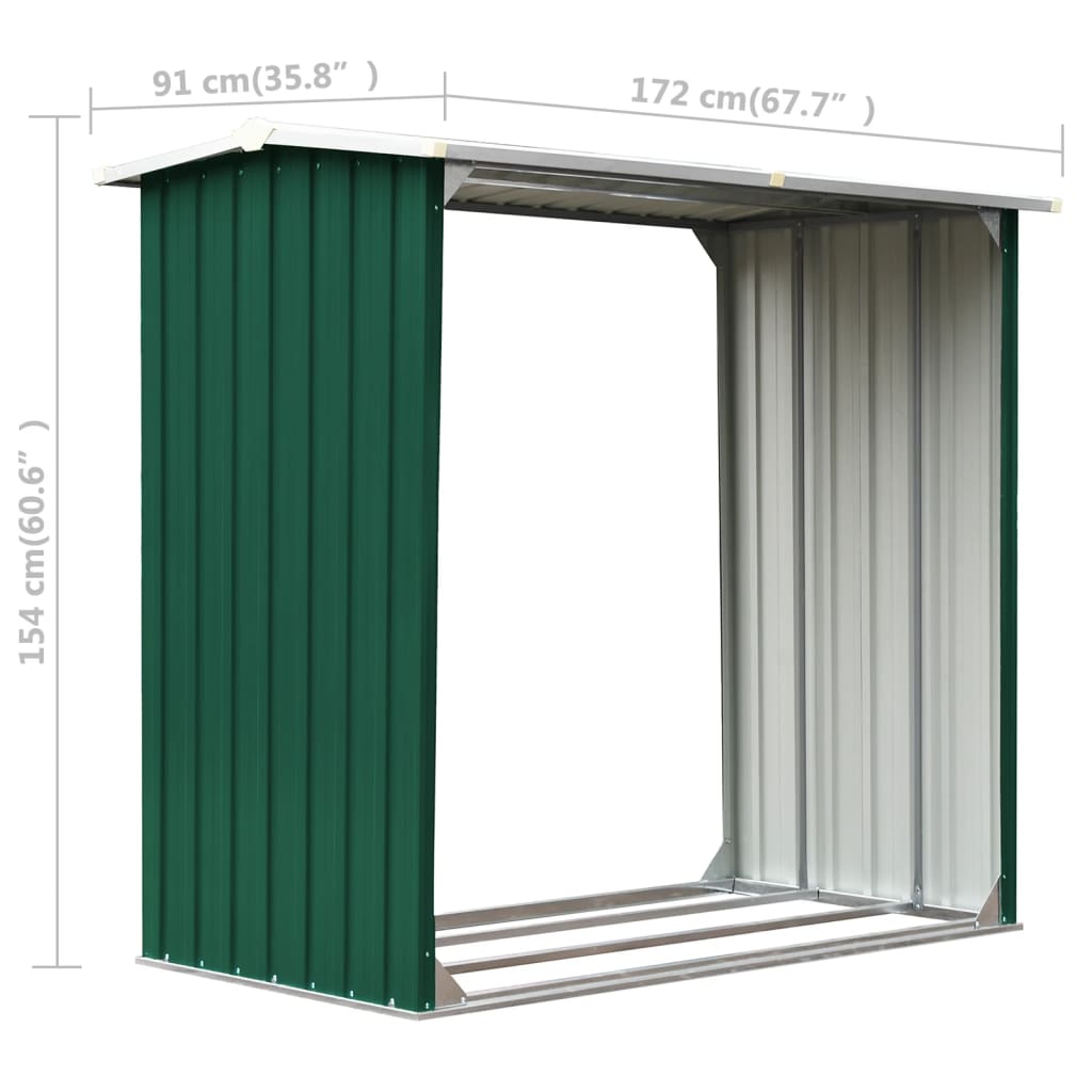 Brennholzlager Verzinkter Stahl 172x91x154 cm Grün