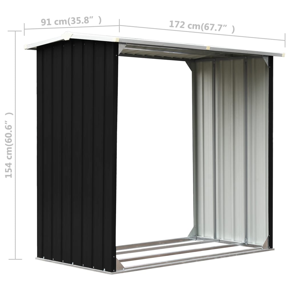 Brennholzlager Verzinkter Stahl 172x91x154 cm Anthrazit