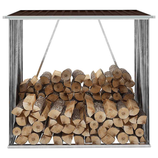 Brennholzlager Verzinkter Stahl 163 x 83 x 154 cm Braun