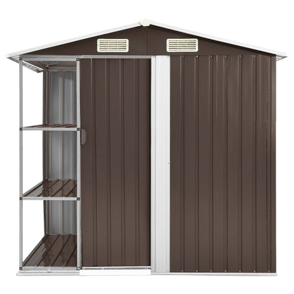 Gartenhaus mit Regal Braun 205x130x183 cm Eisen