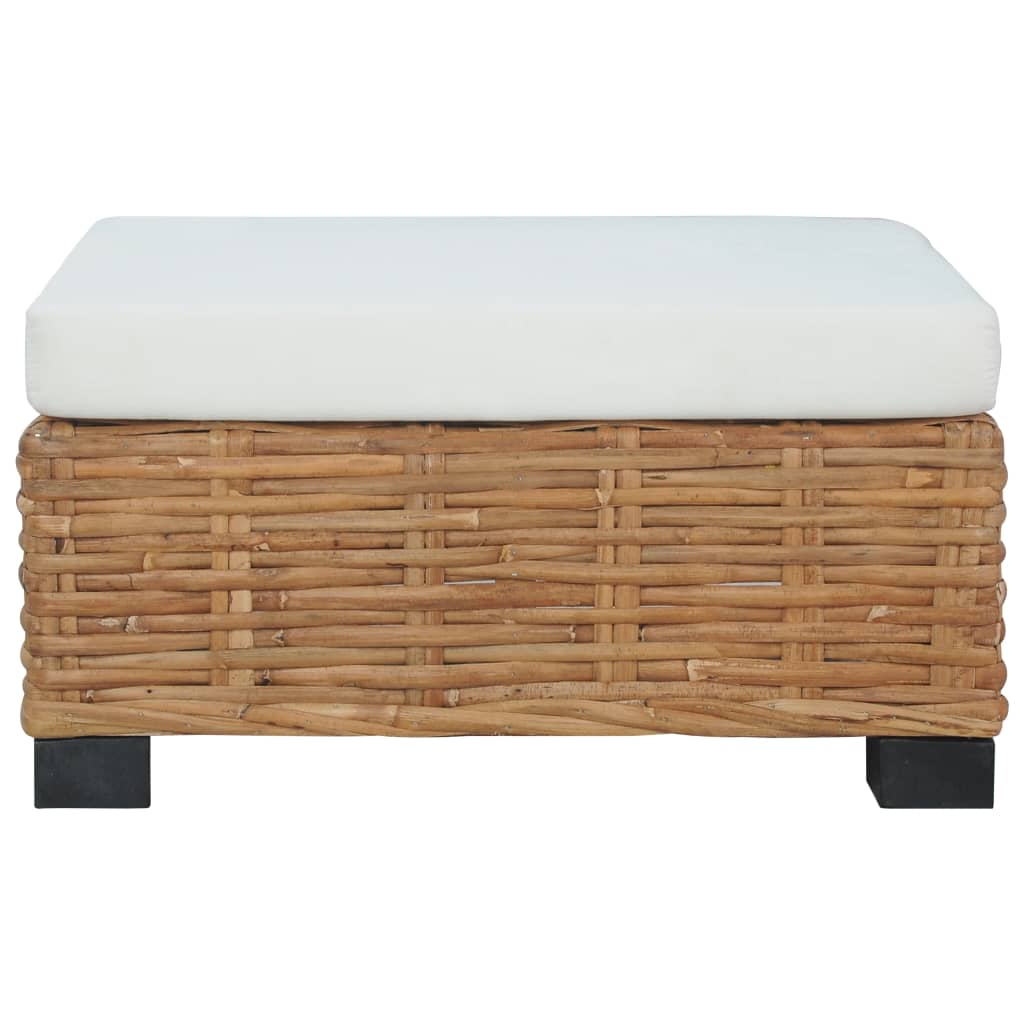 Fußhocker mit Auflage Natur Rattan