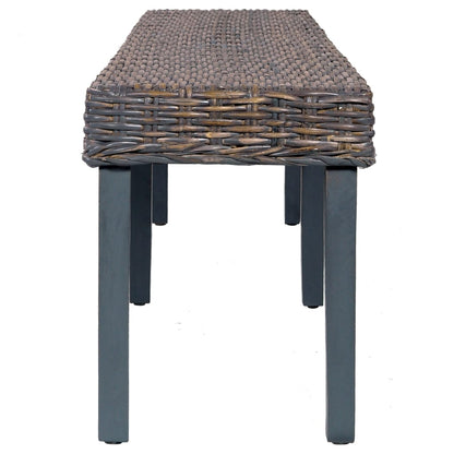 Sitzbank 160 cm Grau Natur Kubu-Rattan und Massivholz Mango