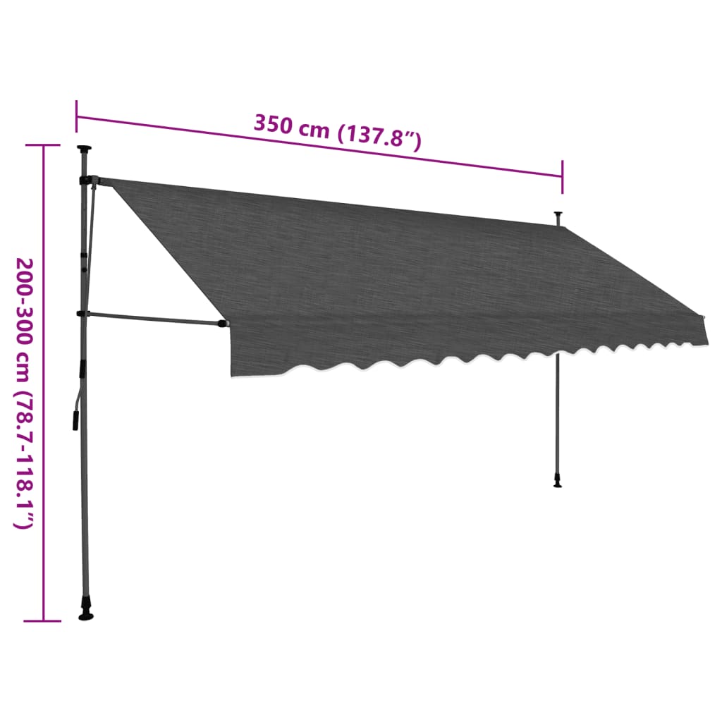 Einziehbare Markise Handbetrieben mit LED 350 cm Anthrazit