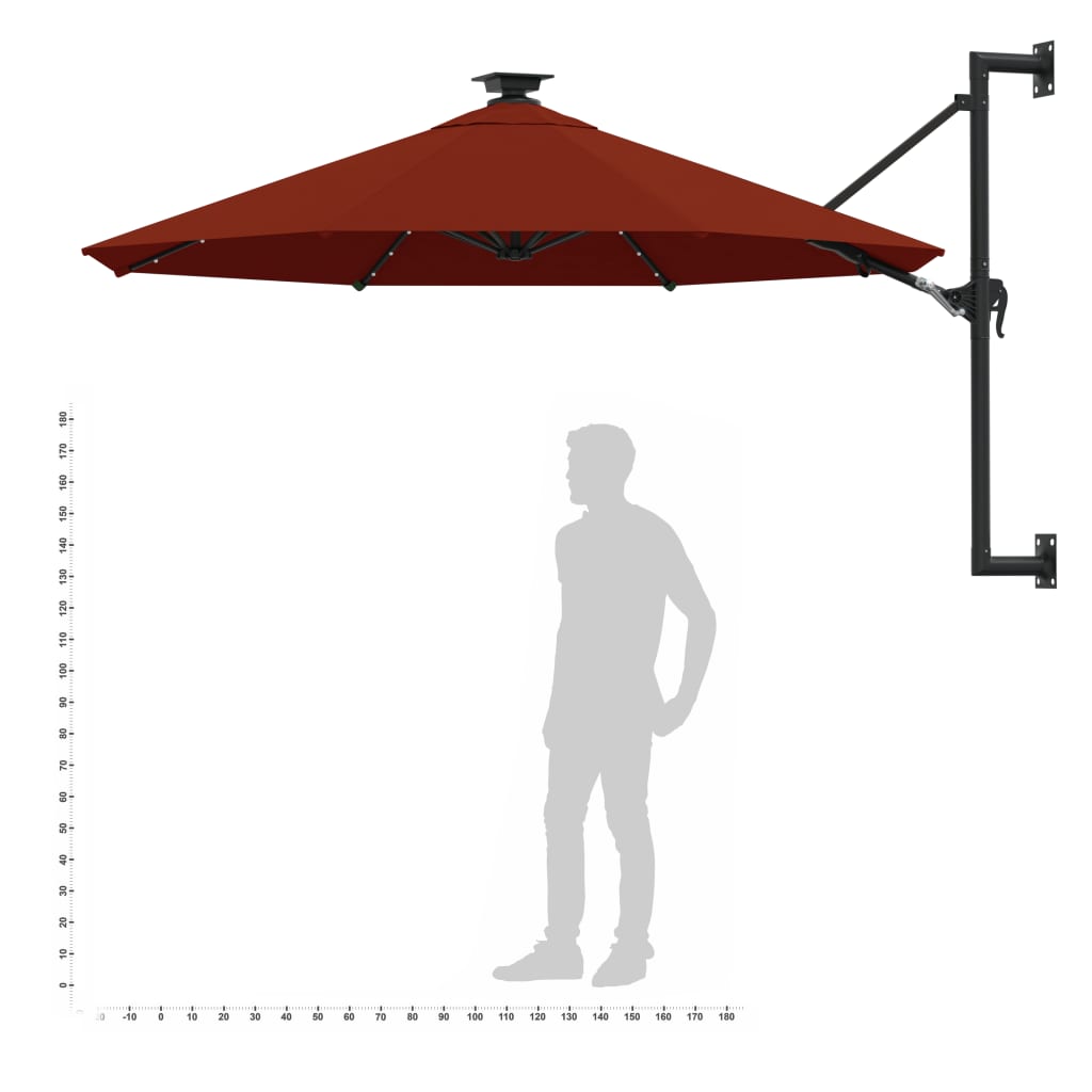 Sonnenschirm zur Wandmontage mit Metall-Mast 300 cm Terrakotta