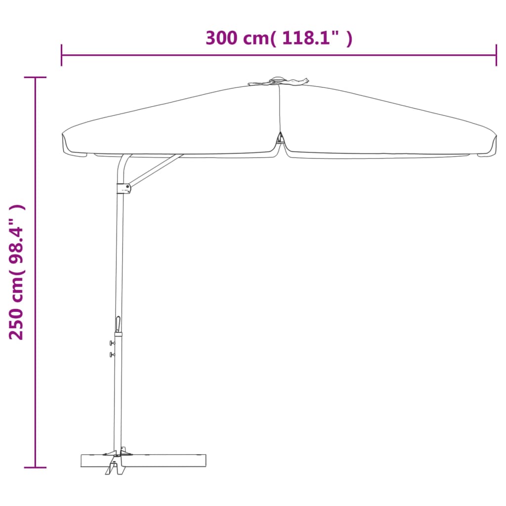 Sonnenschirm mit Stahlmast 300 cm Bordeauxrot