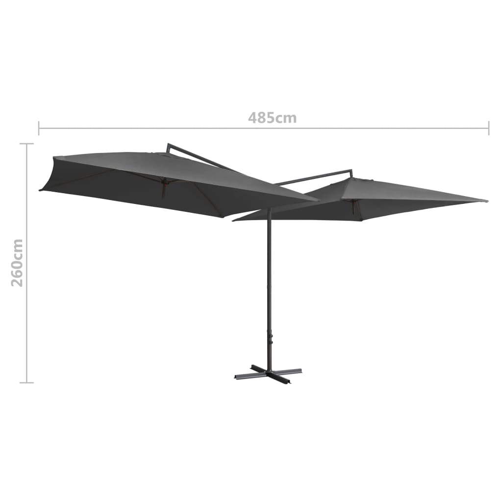 Doppelsonnenschirm mit Stahlmast 250×250 cm Anthrazit