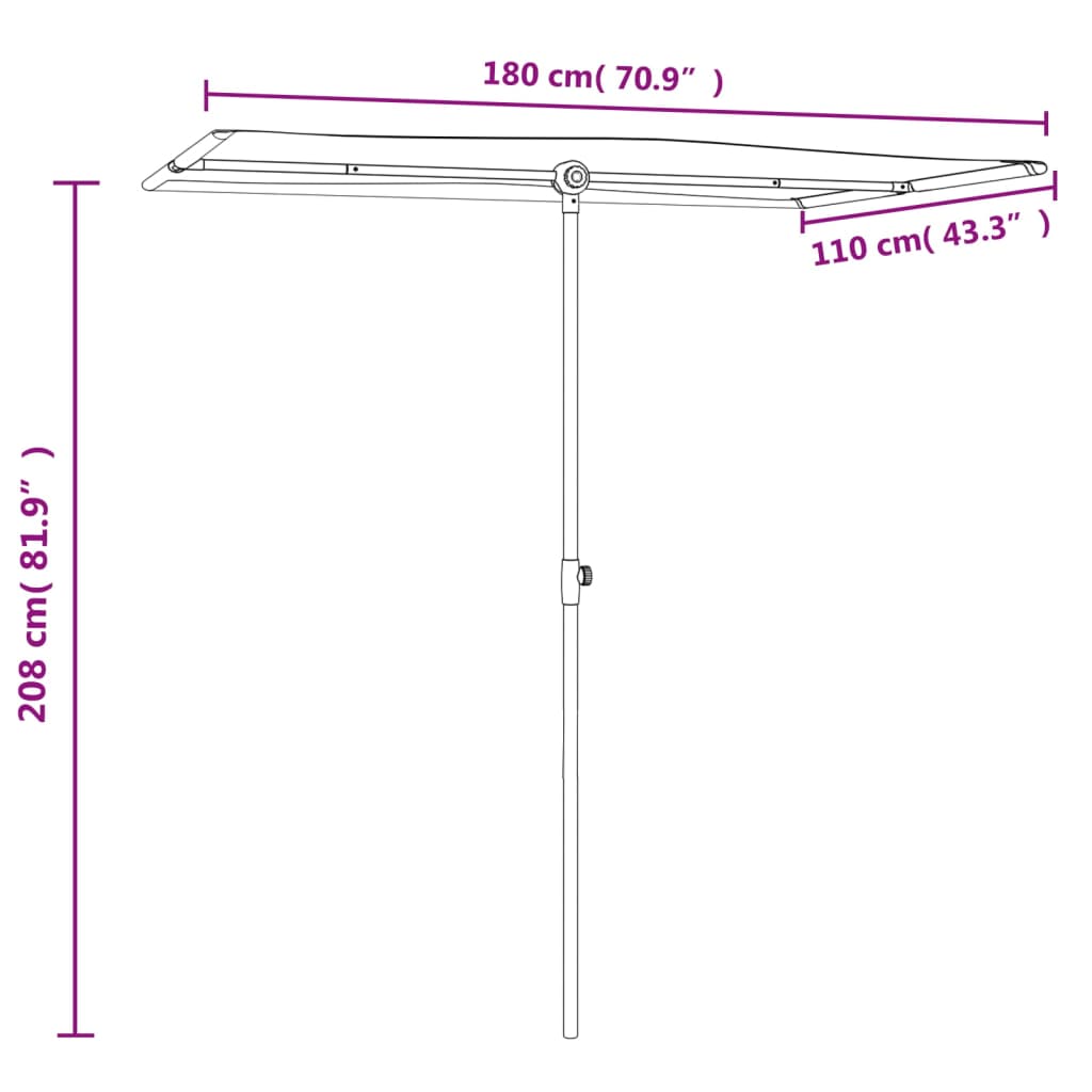 Sonnenschirm mit Aluminium-Mast 180 x 110 cm Grün