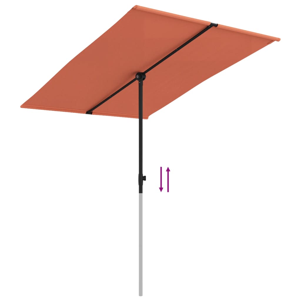 Sonnenschirm mit Aluminium-Mast 2x1,5 m Terracotta-Rot