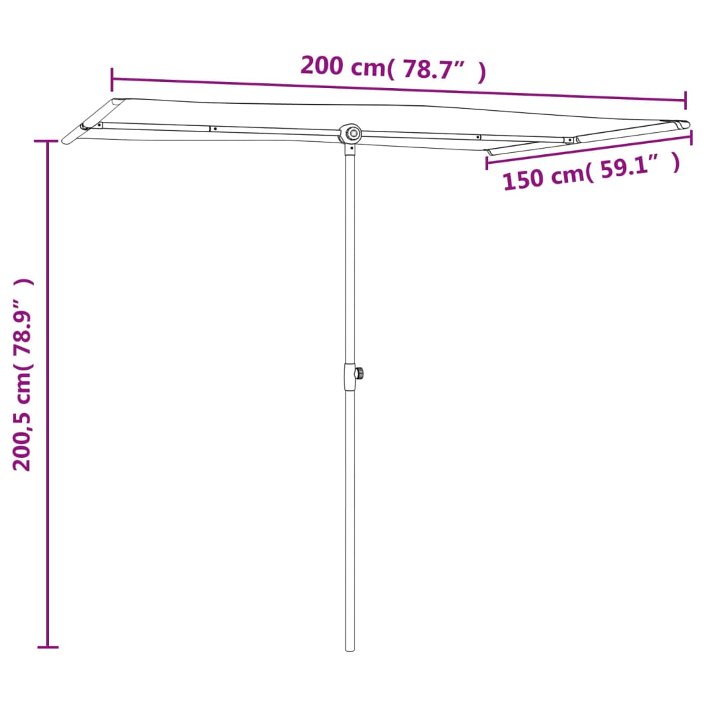 Sonnenschirm mit Aluminium-Mast 2x1,5 m Terracotta-Rot