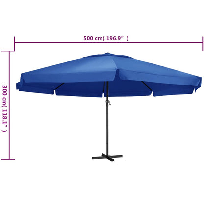 Sonnenschirm mit Aluminium-Mast 500 cm Azurblau