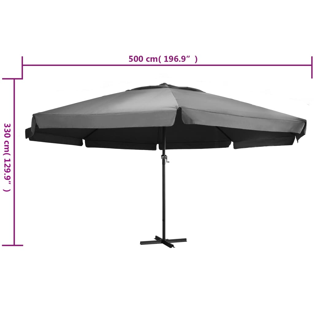 Sonnenschirm mit Aluminium-Mast 600 cm Anthrazit