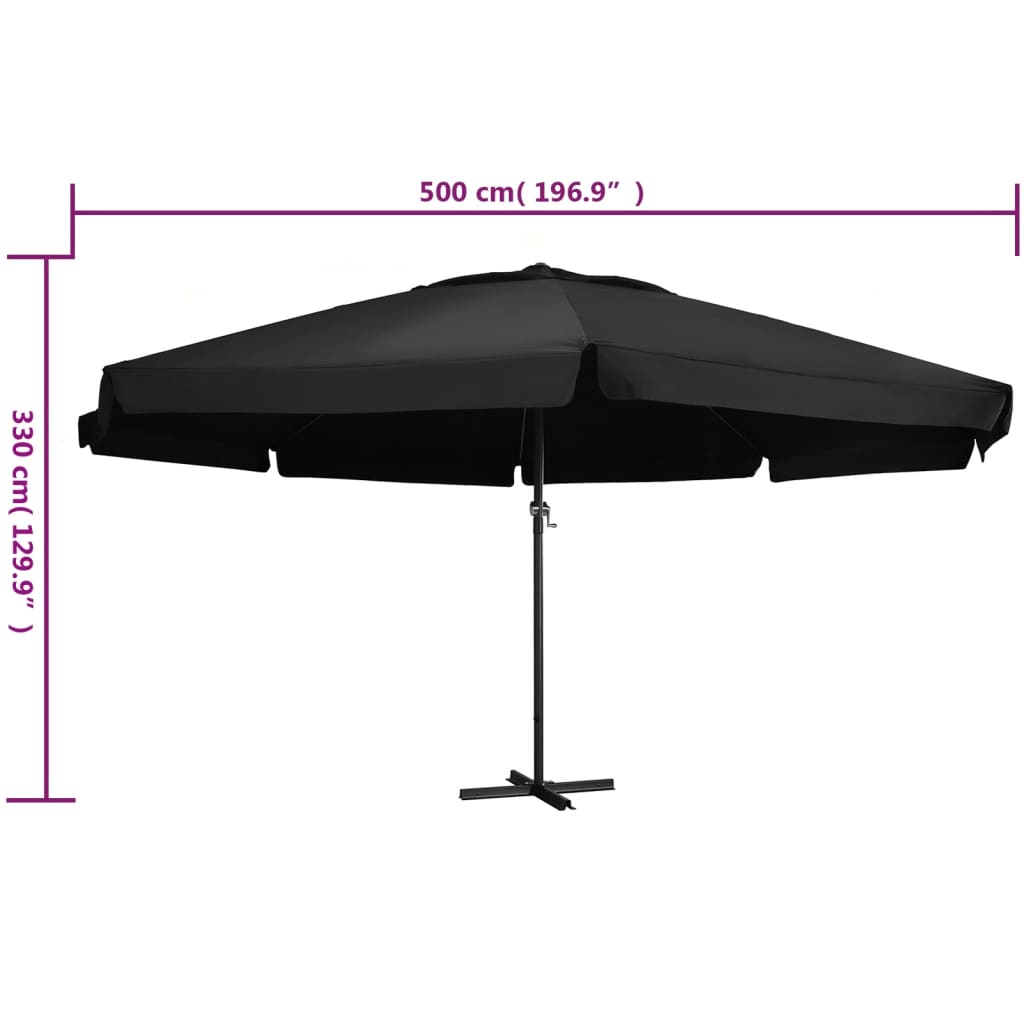 Sonnenschirm mit Aluminium-Mast 600 cm Schwarz