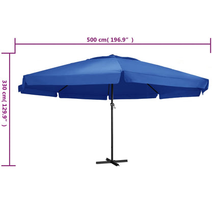 Sonnenschirm mit Aluminium-Mast 600 cm Azurblau