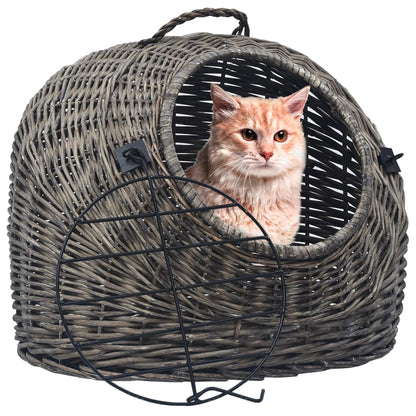 Katzen-Transportkorb Grau 60x45x45 cm Natürliche Weide