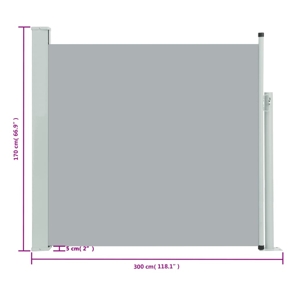 Ausziehbare Seitenmarkise 170×300 cm Grau