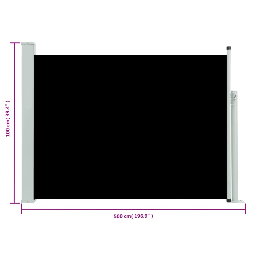 Ausziehbare Seitenmarkise 100×500 cm Schwarz