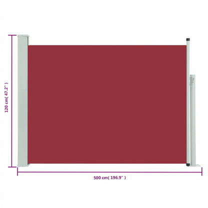 Ausziehbare Seitenmarkise 120×500 cm Rot