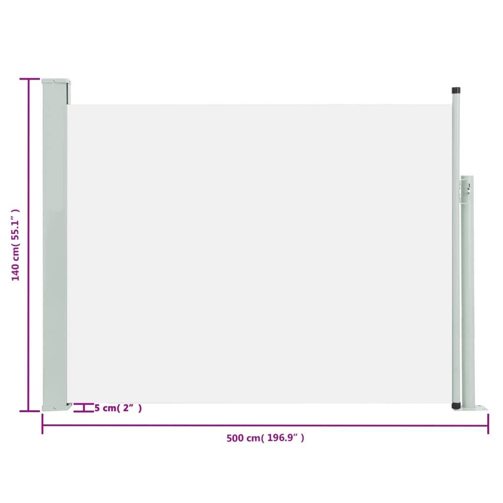 Ausziehbare Seitenmarkise 140×500 cm Creme