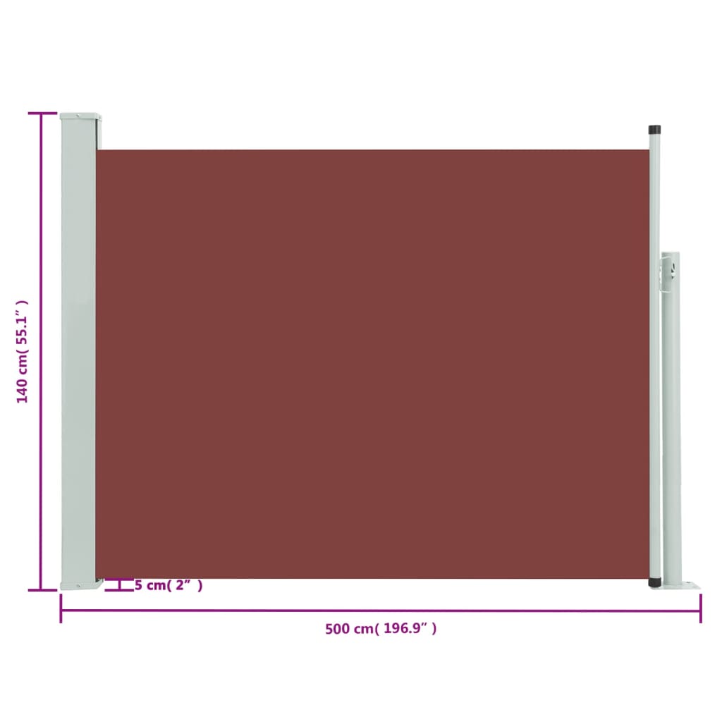 Ausziehbare Seitenmarkise 140×500 cm Braun