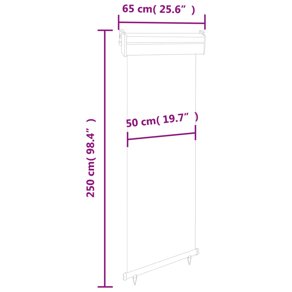 Balkon-Seitenmarkise 65x250 cm Braun