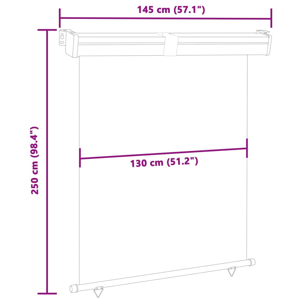 Balkon-Seitenmarkise 140 × 250 cm Creme