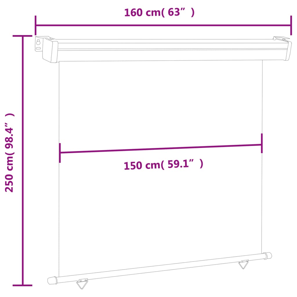 Balkon-Seitenmarkise 160 × 250 cm Rot