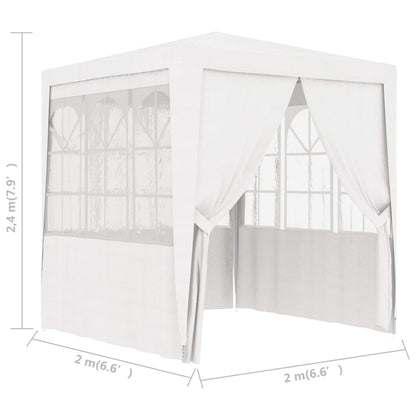 Profi-Partyzelt mit Seitenwänden 2×2m Weiß 90 g/m²