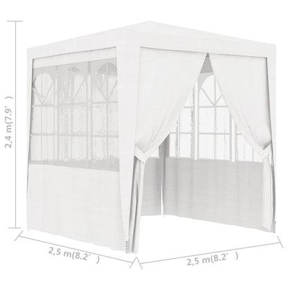 Profi-Partyzelt mit Seitenwänden 2,5x2,5 m Weiß 90 g/m²