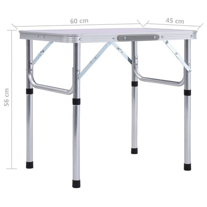 Klappbarer Campingtisch Weiß Aluminium 60x45 cm
