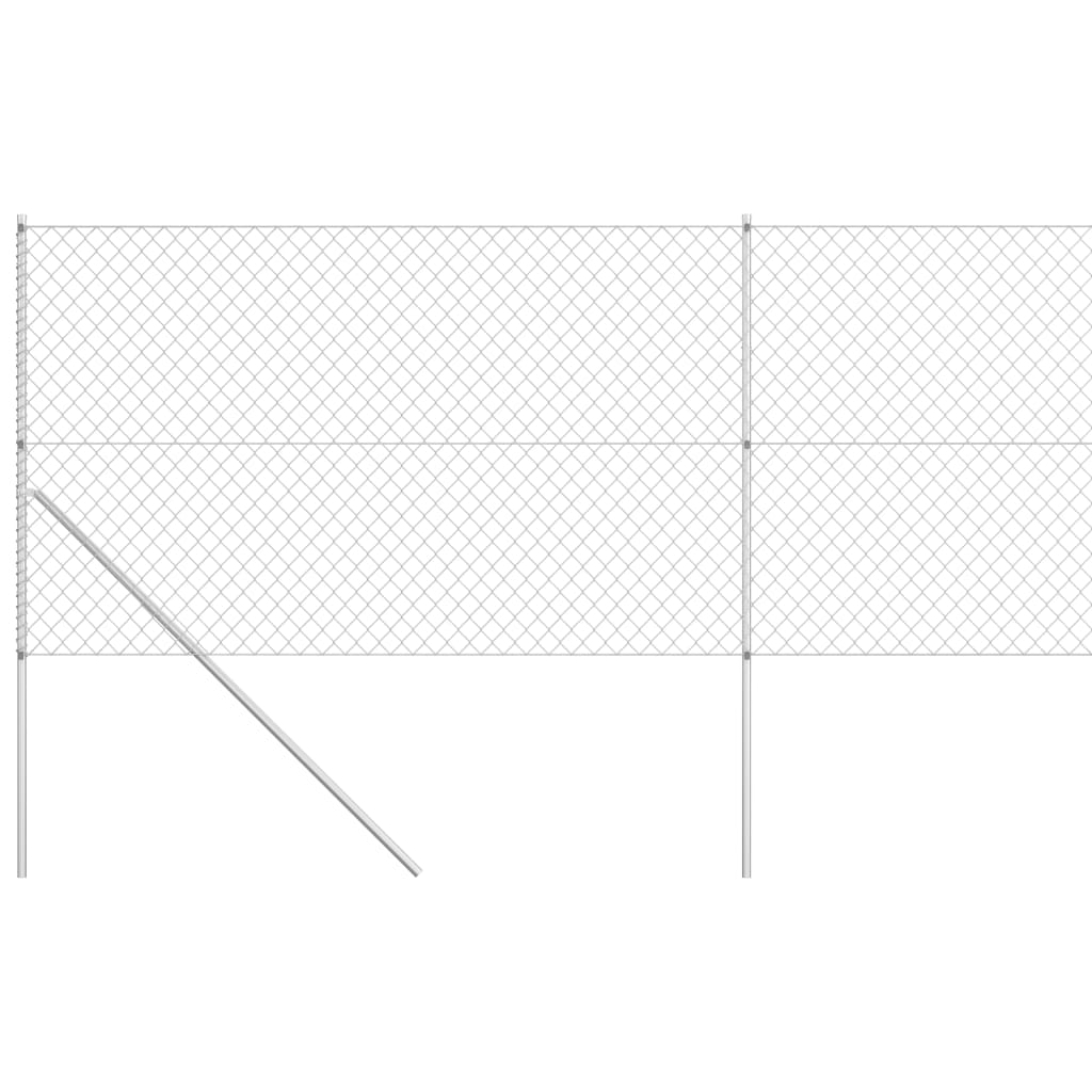 Maschendrahtzaun mit Pfosten Verzinkter Stahl 15×1,5 m Silbern