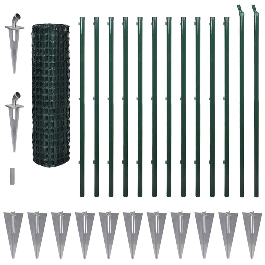 Eurozaun Stahl 25 x 1,7 m Grün