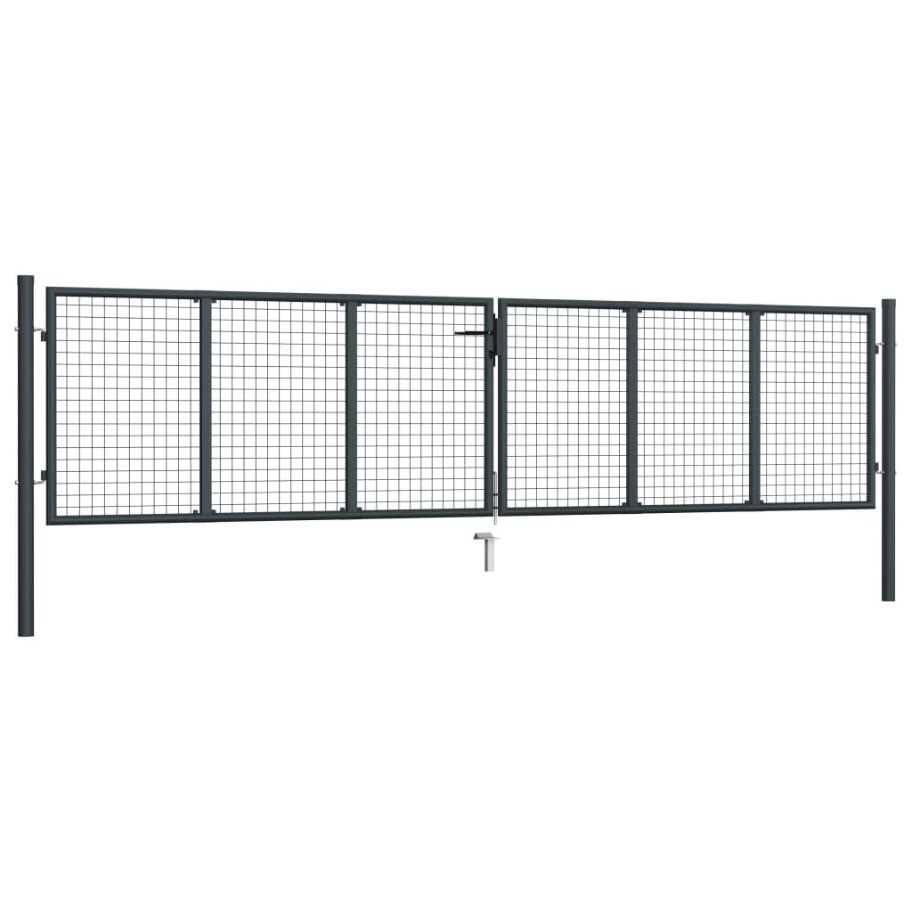 Mesh-Gartentor Verzinkter Stahl 400 x 125 cm Grau