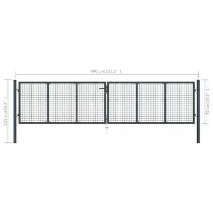 Mesh-Gartentor Verzinkter Stahl 400 x 125 cm Grau