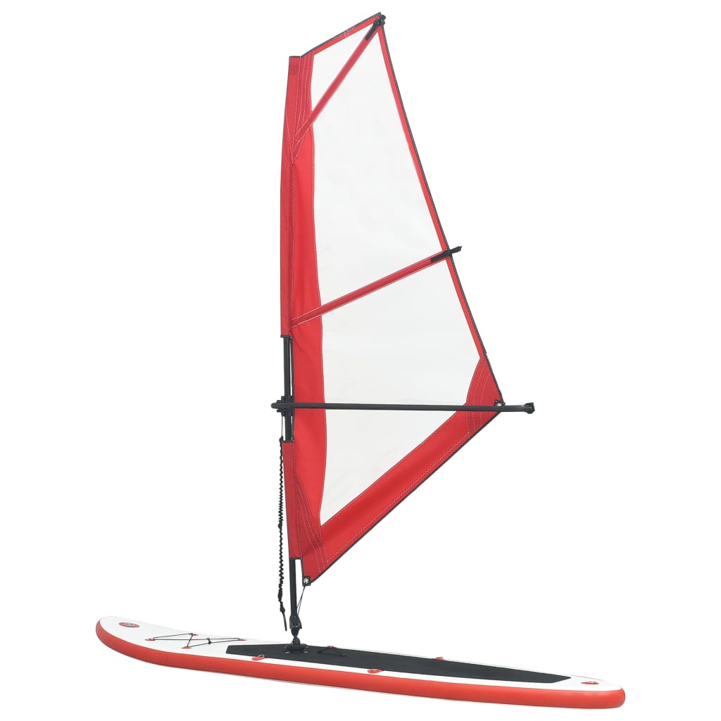 Aufblasbares SUP-Board mit Segel Set Rot und Weiß