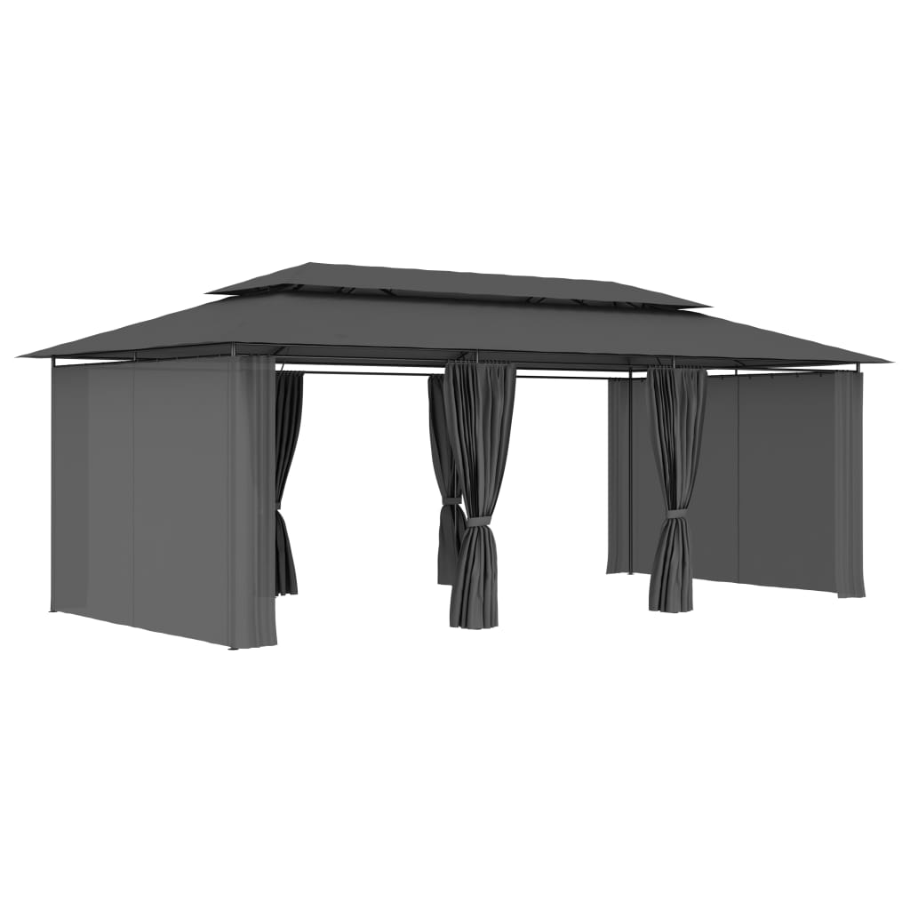 Pavillon mit Vorhängen 600x298x270 cm Anthrazit