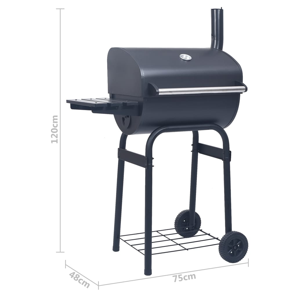 Holzkohlegrill Smoker mit Unterer Ablage Schwarz