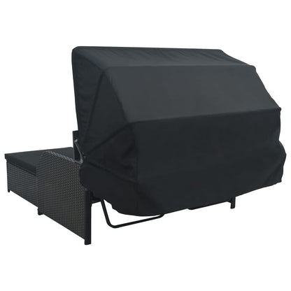 2-Personen-Sonnenliege mit Sonnendach Poly Rattan Schwarz