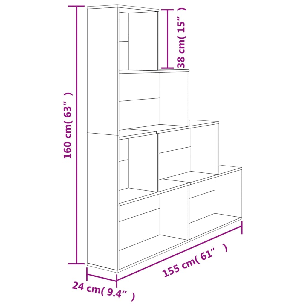 Bücherregal/Raumteiler Sonoma-Eiche 155x24x160 cm Holzwerkstoff