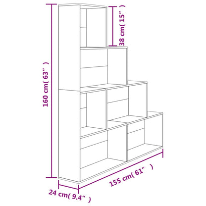 Bücherregal/Raumteiler Sonoma-Eiche 155x24x160 cm Holzwerkstoff