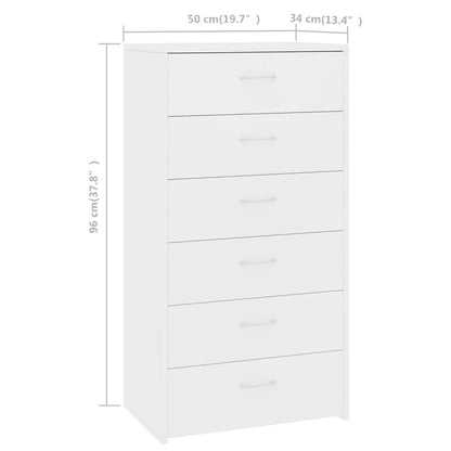 Sideboard mit 6 Schubladen Weiß 50x34x96 cm Holzwerkstoff