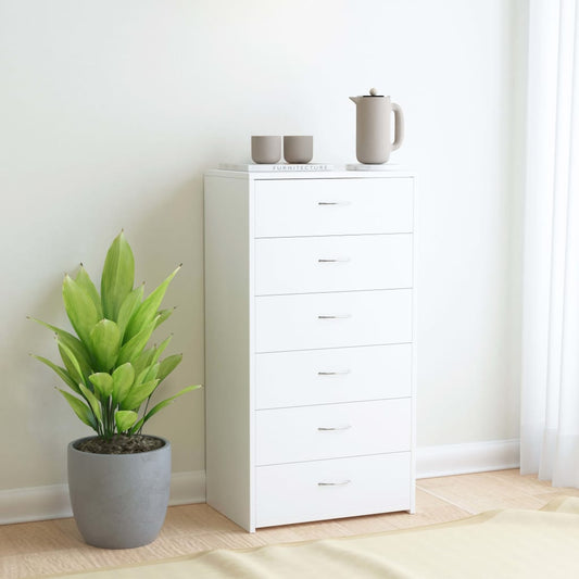 Sideboard mit 6 Schubladen Weiß 50x34x96 cm Holzwerkstoff