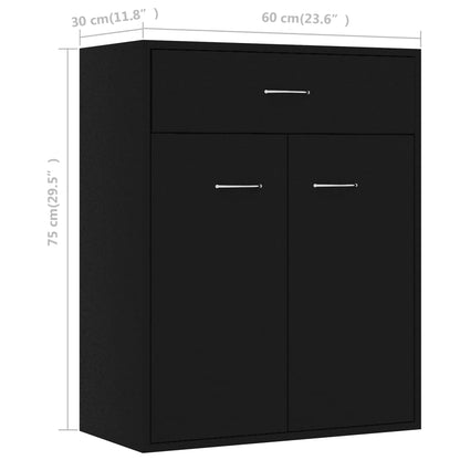 Sideboard Schwarz 60x30x75 cm Holzwerkstoff