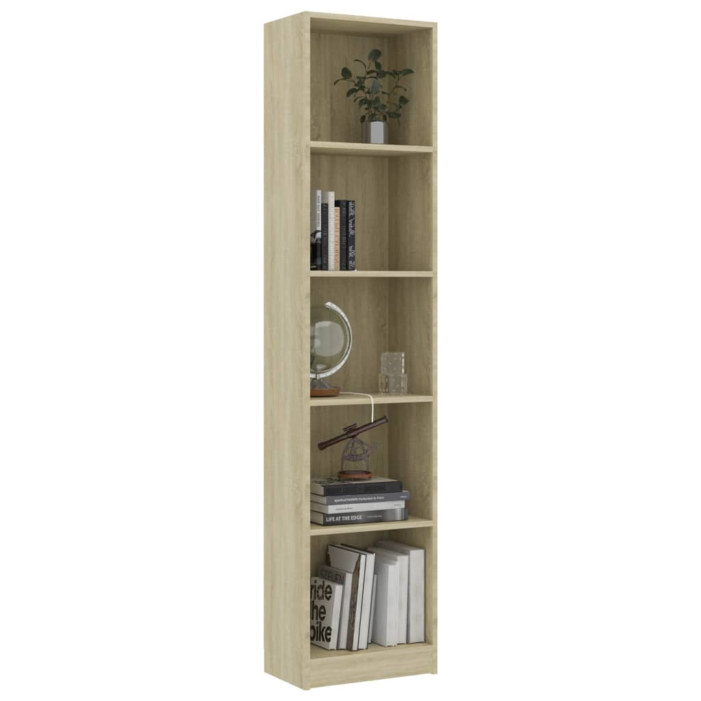 Bücherregal 5 Fächer Sonoma-Eiche 40x24x175 cm Holzwerkstoff