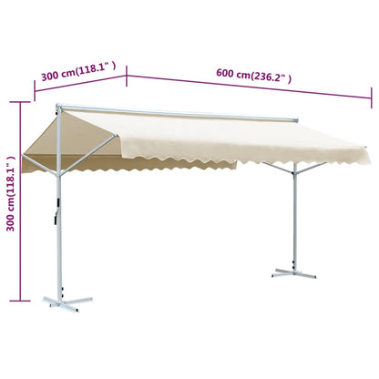 Freistehende Markise 600x300 cm Creme