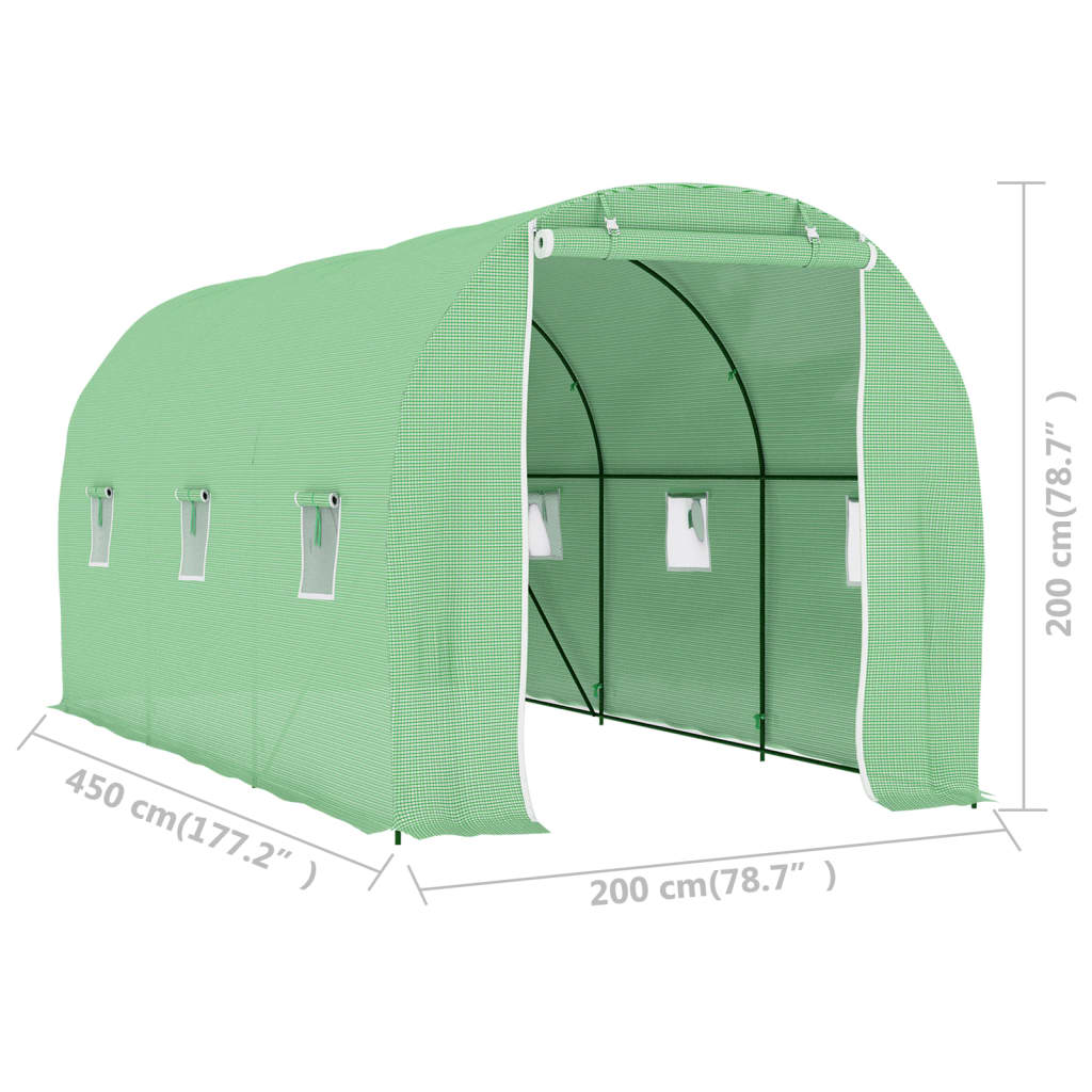 Gewächshaus 9 m² 4,5x2x2 m