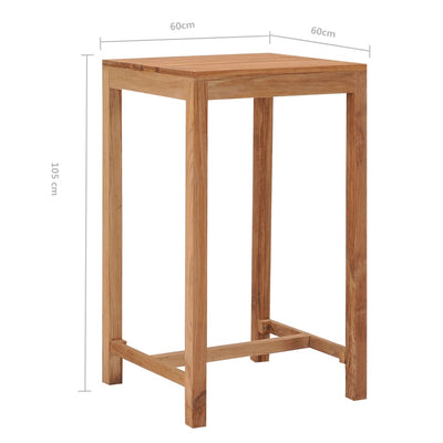 Outdoor-Bartisch 60x60x105 Massivholz Teak