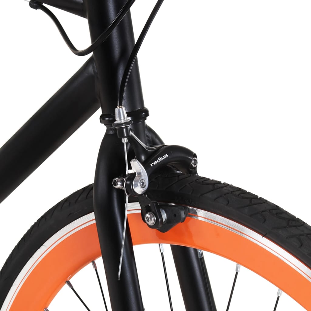 Fahrrad mit Festem Gang Schwarz und Orange 700c 51 cm