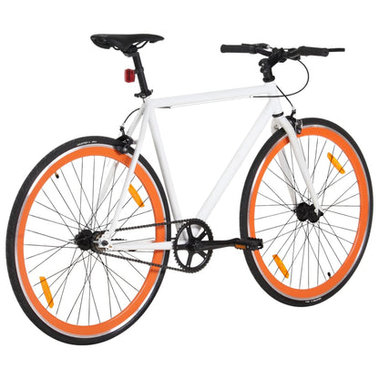 Fahrrad mit Festem Gang Weiß und Orange 700c 51 cm