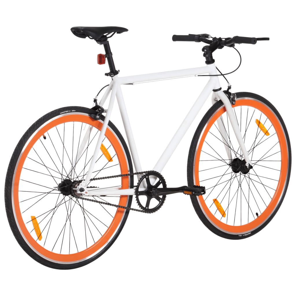 Fahrrad mit Festem Gang Weiß und Orange 700c 59 cm